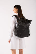 Hoxton black leather unisex travel backpack/bag