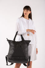 Hoxton black leather unisex travel backpack/bag
