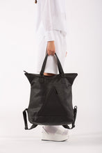 Hoxton black leather unisex travel backpack/bag