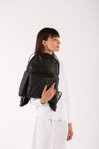 Soho black leather unisex backpack