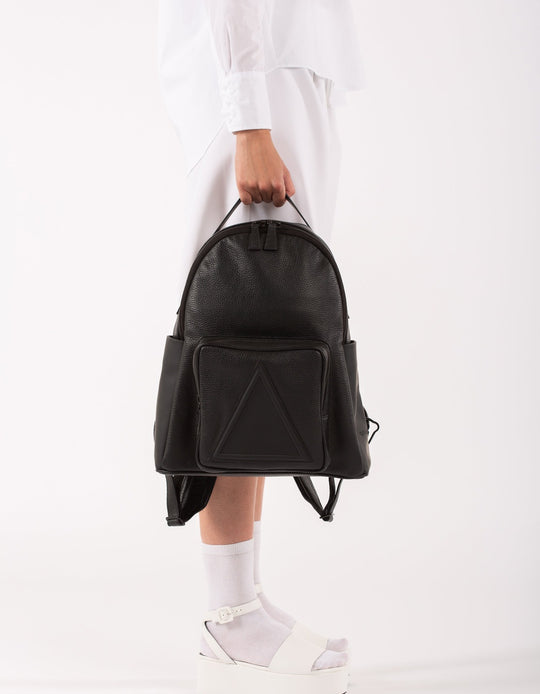 Soho black leather unisex backpack