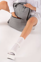 Holborn light grey leather two in one unisex backpack