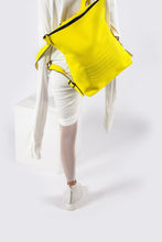 Bright yellow real leather stylish unisex backpack - Bagology
