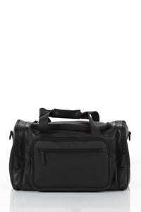 Waterloo black leather unisex travel bag