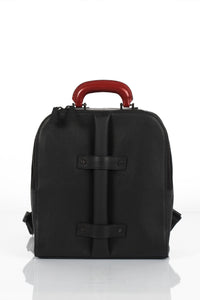 Brixton black leather unisex backpack