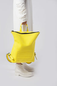 Bright yellow real leather stylish unisex backpack - Bagology