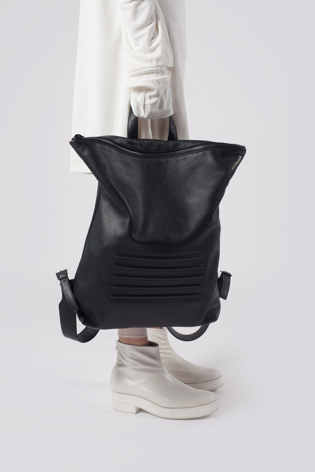 brockley black leather unisex backpack Leather urban unisex backpack