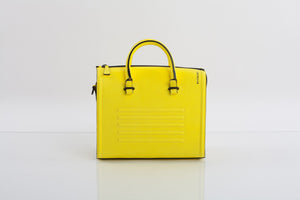 Bright yellow real leather stylish shoulder bag satchel - Bagology
