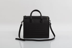 Black real leather stylish shoulder bag satchel - Bagology