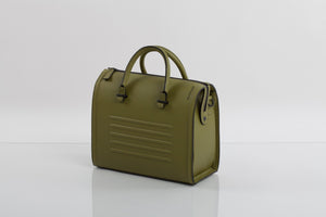 Olive green real leather stylish shoulder bag satchel - Bagology
