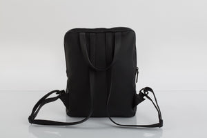 Black leather stylish unisex two in one backpack handbag - Bagology