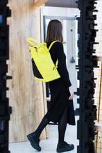 Hoxton yellow leather unisex travel backpack/bag