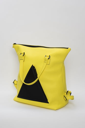 Hoxton yellow leather unisex travel backpack/bag