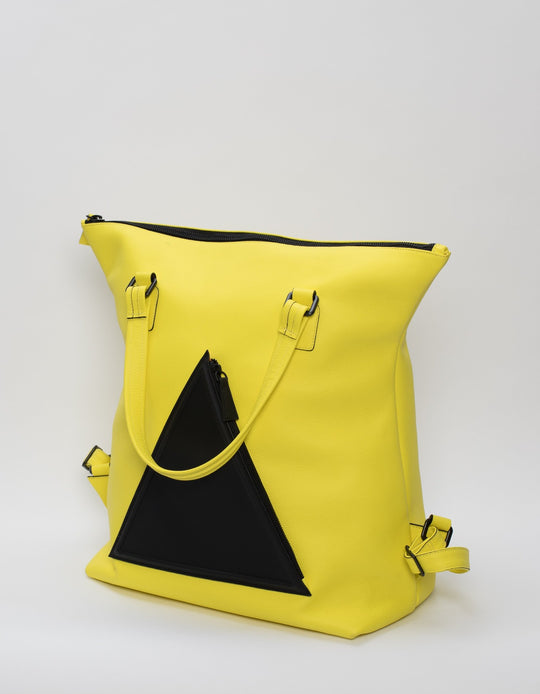 Hoxton yellow leather unisex travel backpack/bag