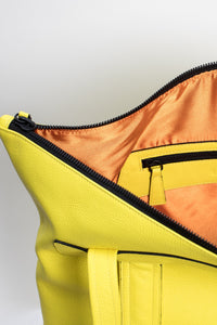 Hoxton yellow leather unisex travel backpack/bag