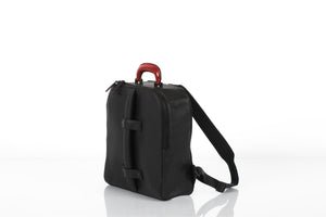Brixton black leather unisex backpack