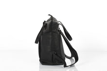 Hoxton black leather unisex travel backpack/bag