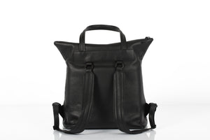 Hoxton black leather unisex travel backpack/bag