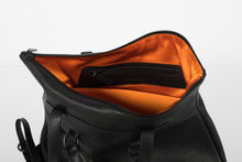 Hoxton black leather unisex travel backpack/bag