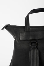 Hoxton black leather unisex travel backpack/bag