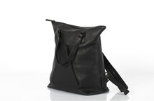 Hoxton black leather unisex travel backpack/bag