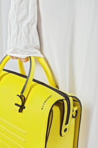 Bright yellow real leather stylish shoulder bag satchel - Bagology