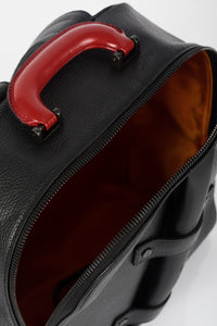 Brixton black leather unisex backpack